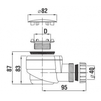 Deep sifonas akriliniams dušo padėklams, su nerūdijančio plieno gaubteliais su JIKA logotipu 1