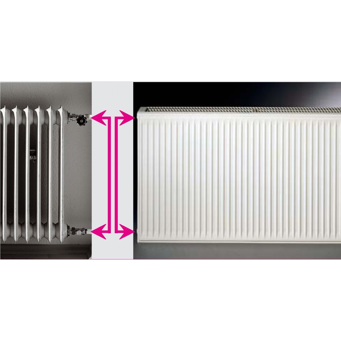 Renovacinis plieninis radiatorius HM 20C-AT-55-0800, prijungimas šoninis Renovacinis plieninis radiatorius HM 20C-AT-55-0800, prijungimas šoninis
