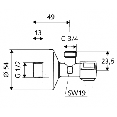 SCHELL ventilis skalbimo mašinai 1/2"x3/4" 1